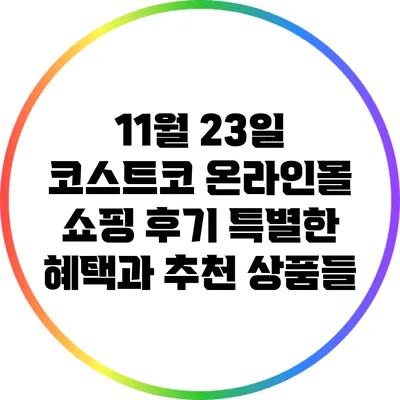 11월 23일 코스트코 온라인몰 쇼핑 후기: 특별한 혜택과 추천 상품들