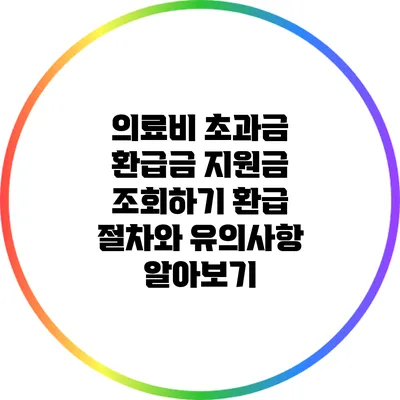 의료비 초과금 환급금 지원금 조회하기: 환급 절차와 유의사항 알아보기