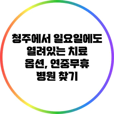 청주에서 일요일에도 열려있는 치료 옵션, 연중무휴 병원 찾기