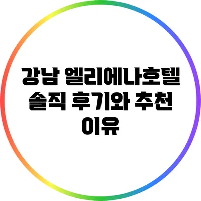 강남 엘리에나호텔: 솔직 후기와 추천 이유