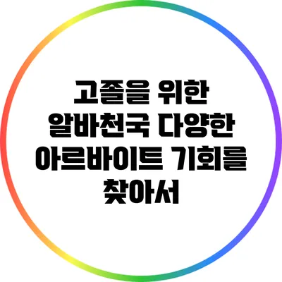 고졸을 위한 알바천국: 다양한 아르바이트 기회를 찾아서