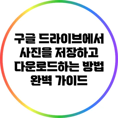구글 드라이브에서 사진을 저장하고 다운로드하는 방법 완벽 가이드