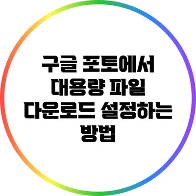 구글 포토에서 대용량 파일 다운로드 설정하는 방법