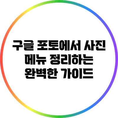 구글 포토에서 사진 메뉴 정리하는 완벽한 가이드