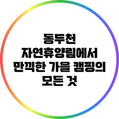 동두천 자연휴양림에서 만끽한 가을 캠핑의 모든 것