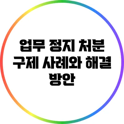 업무 정지 처분 구제 사례와 해결 방안