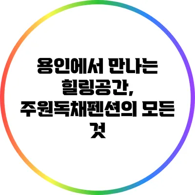 용인에서 만나는 힐링공간, 주원독채펜션의 모든 것