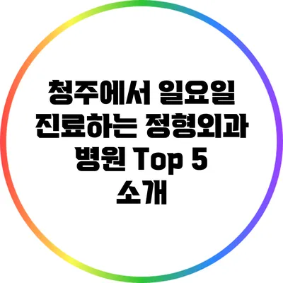 청주에서 일요일 진료하는 정형외과 병원 Top 5 소개