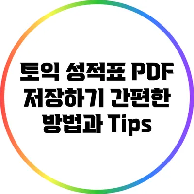 토익 성적표 PDF 저장하기: 간편한 방법과 Tips