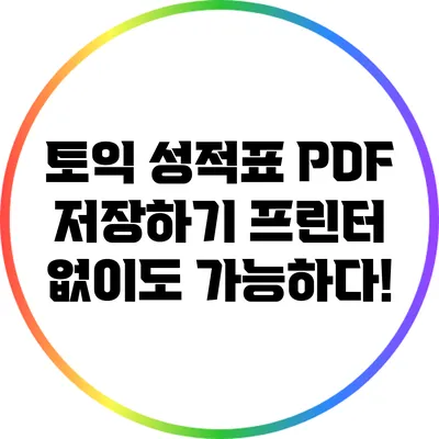 토익 성적표 PDF 저장하기: 프린터 없이도 가능하다!