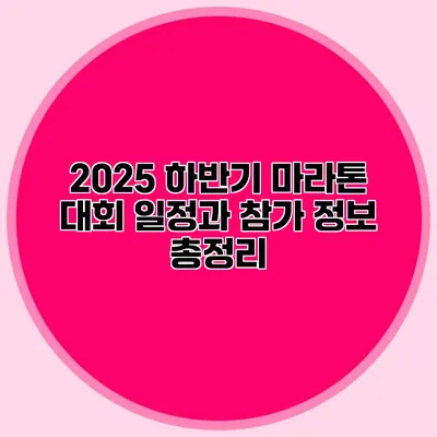 2025 하반기 마라톤 대회 일정과 참가 정보 총정리