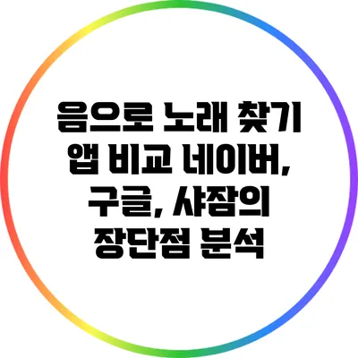 음으로 노래 찾기 앱 비교: 네이버, 구글, 샤잠의 장단점 분석