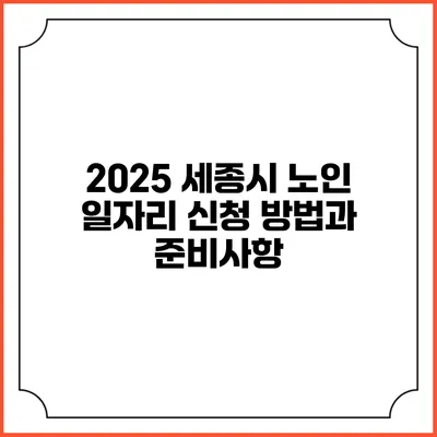 2025 세종시 노인 일자리 신청 방법과 준비사항