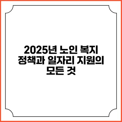 2025년 노인 복지 정책과 일자리 지원의 모든 것