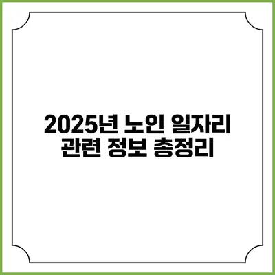 2025년 노인 일자리 관련 정보 총정리