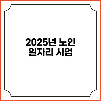 2025년 노인 일자리 사업