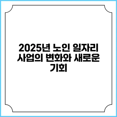2025년 노인 일자리 사업의 변화와 새로운 기회