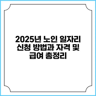 2025년 노인 일자리 신청 방법과 자격 및 급여 총정리