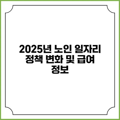 2025년 노인 일자리 정책 변화 및 급여 정보
