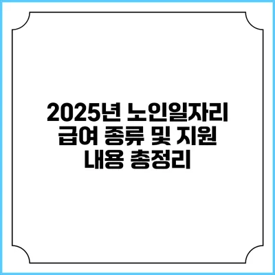 2025년 노인일자리 급여 종류 및 지원 내용 총정리