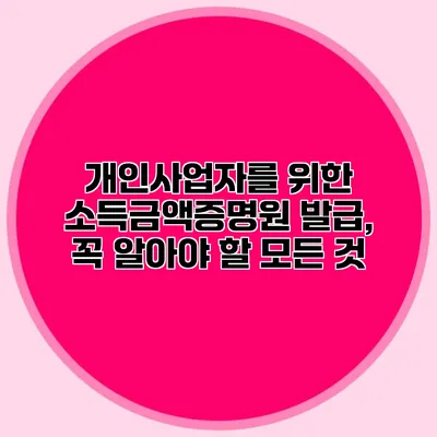개인사업자를 위한 소득금액증명원 발급, 꼭 알아야 할 모든 것