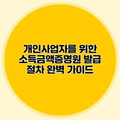 개인사업자를 위한 소득금액증명원 발급 절차 완벽 가이드