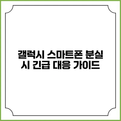 갤럭시 스마트폰 분실 시 긴급 대응 가이드