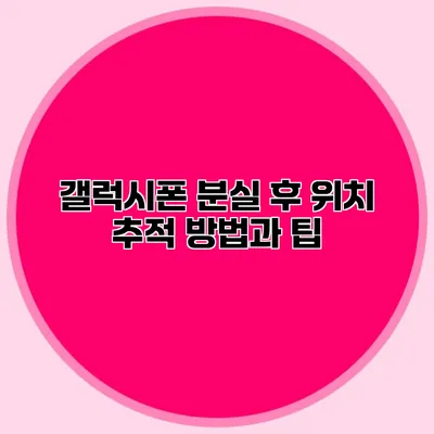 갤럭시폰 분실 후 위치 추적 방법과 팁