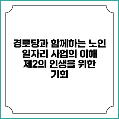 경로당과 함께하는 노인 일자리 사업의 이해: 제2의 인생을 위한 기회