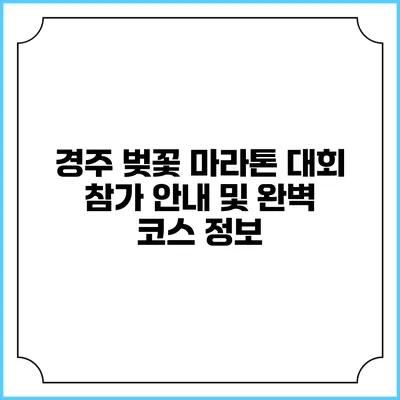 경주 벚꽃 마라톤 대회: 참가 안내 및 완벽 코스 정보