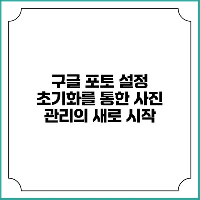 구글 포토 설정 초기화를 통한 사진 관리의 새로 시작