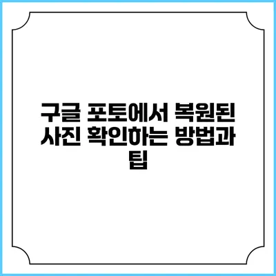 구글 포토에서 복원된 사진 확인하는 방법과 팁