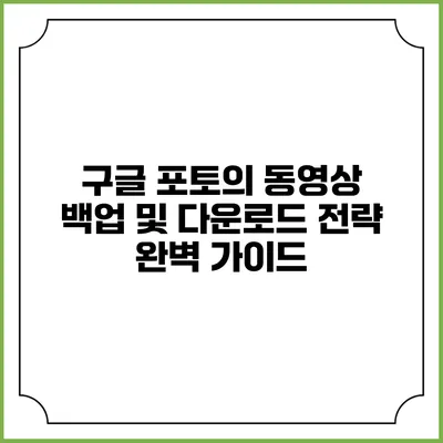 구글 포토의 동영상 백업 및 다운로드 전략 완벽 가이드