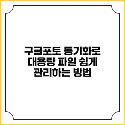 구글포토 동기화로 대용량 파일 쉽게 관리하는 방법