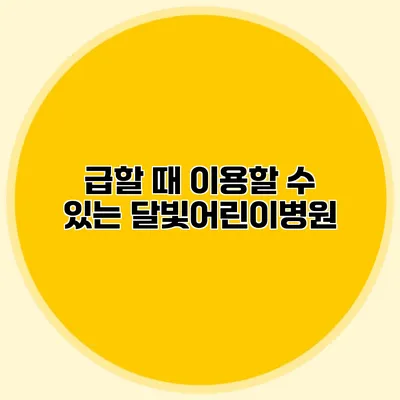 급할 때 이용할 수 있는 달빛어린이병원