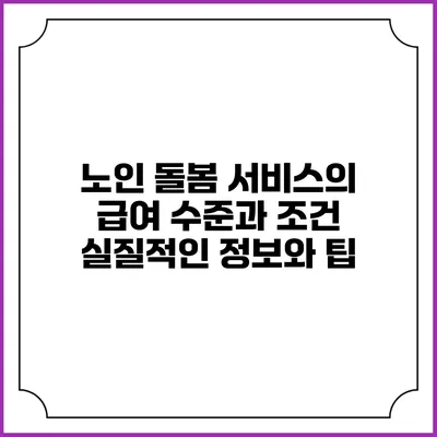 노인 돌봄 서비스의 급여 수준과 조건: 실질적인 정보와 팁