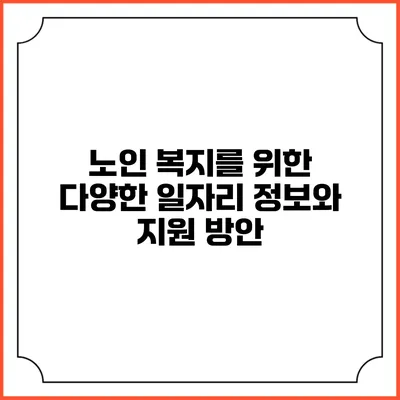 노인 복지를 위한 다양한 일자리 정보와 지원 방안