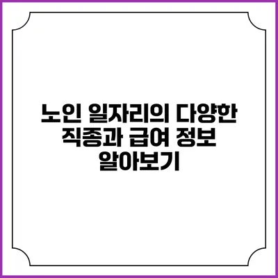 노인 일자리의 다양한 직종과 급여 정보 알아보기