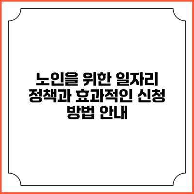 노인을 위한 일자리 정책과 효과적인 신청 방법 안내