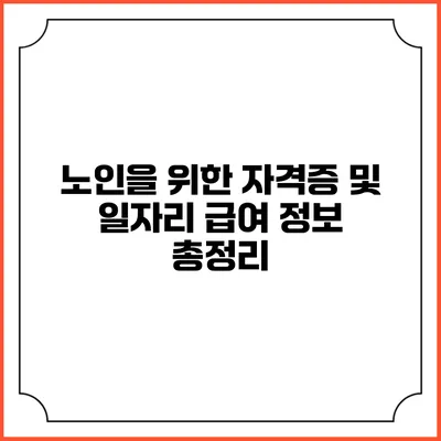 노인을 위한 자격증 및 일자리 급여 정보 총정리