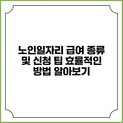 노인일자리 급여 종류 및 신청 팁: 효율적인 방법 알아보기