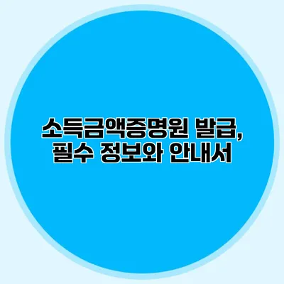 소득금액증명원 발급, 필수 정보와 안내서