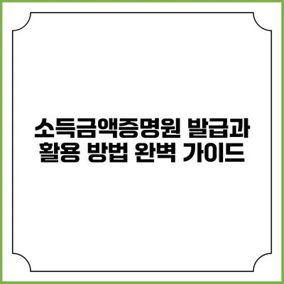 소득금액증명원 발급과 활용 방법 완벽 가이드