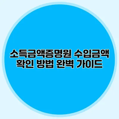 소득금액증명원 수입금액 확인 방법 완벽 가이드