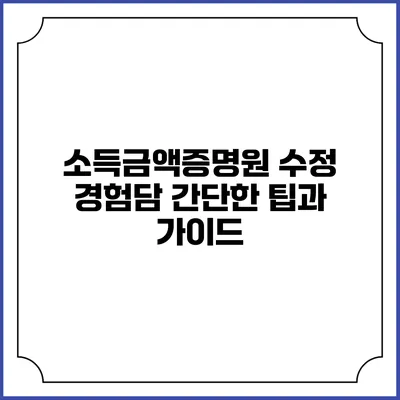 소득금액증명원 수정 경험담: 간단한 팁과 가이드