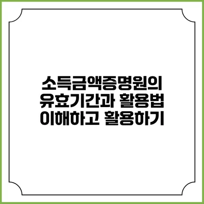 소득금액증명원의 유효기간과 활용법: 이해하고 활용하기