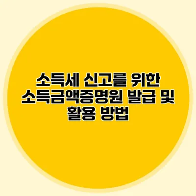 소득세 신고를 위한 소득금액증명원 발급 및 활용 방법