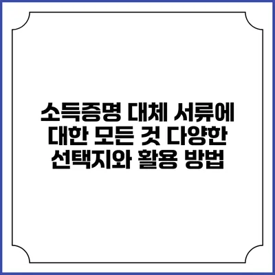 소득증명 대체 서류에 대한 모든 것: 다양한 선택지와 활용 방법