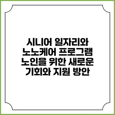 시니어 일자리와 노노케어 프로그램: 노인을 위한 새로운 기회와 지원 방안