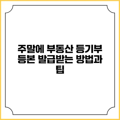 주말에 부동산 등기부 등본 발급받는 방법과 팁